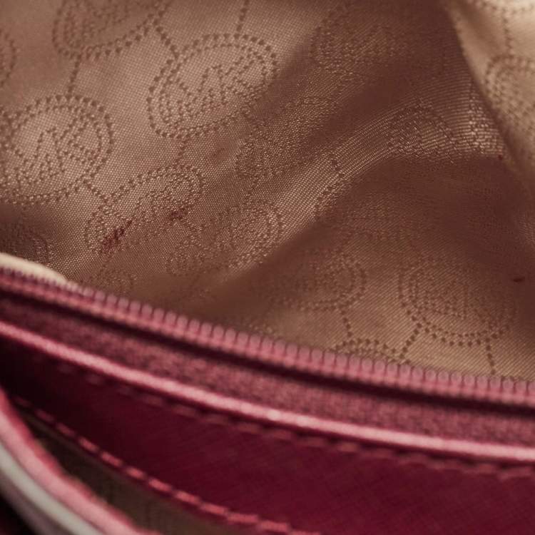 Pre Owned Michael Kors Burgundy Leather East/West Hamilton Tote