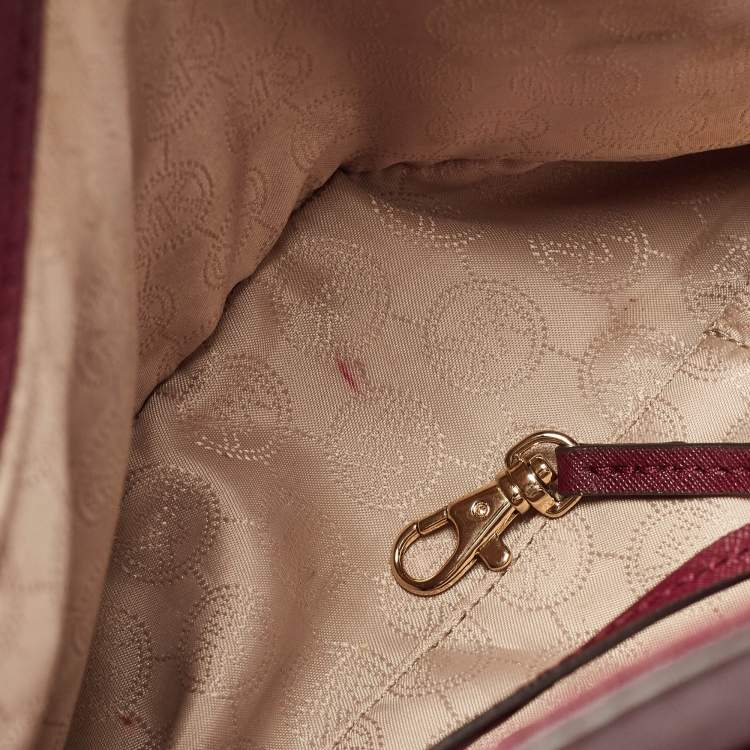 Pre Owned Michael Kors Burgundy Leather East/West Hamilton Tote