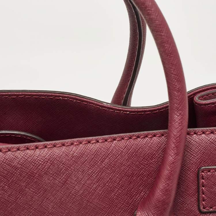 Pre Owned Michael Kors Burgundy Leather East/West Hamilton Tote