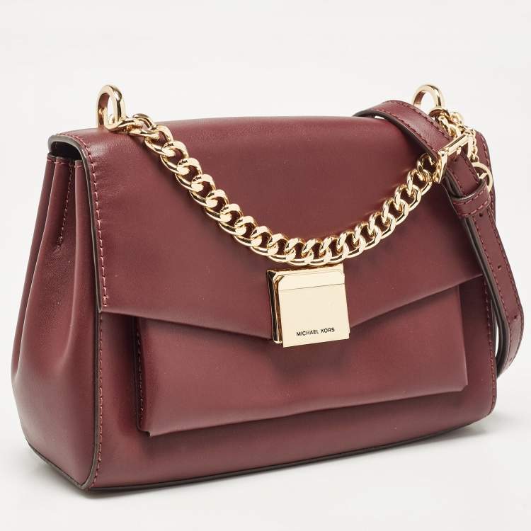 Pre Owned Michael Kors Burgundy Leather Small Lita Shoulder Bag 