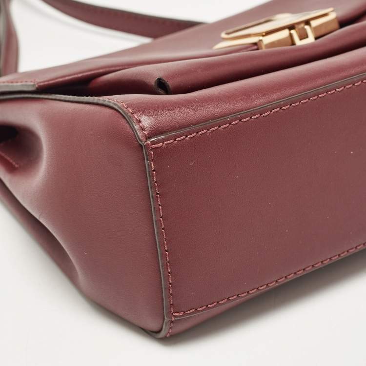 Pre Owned Michael Kors Burgundy Leather Small Lita Shoulder Bag 