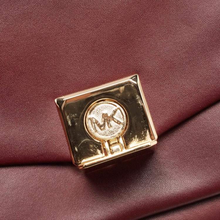 Pre Owned Michael Kors Burgundy Leather Small Lita Shoulder Bag 