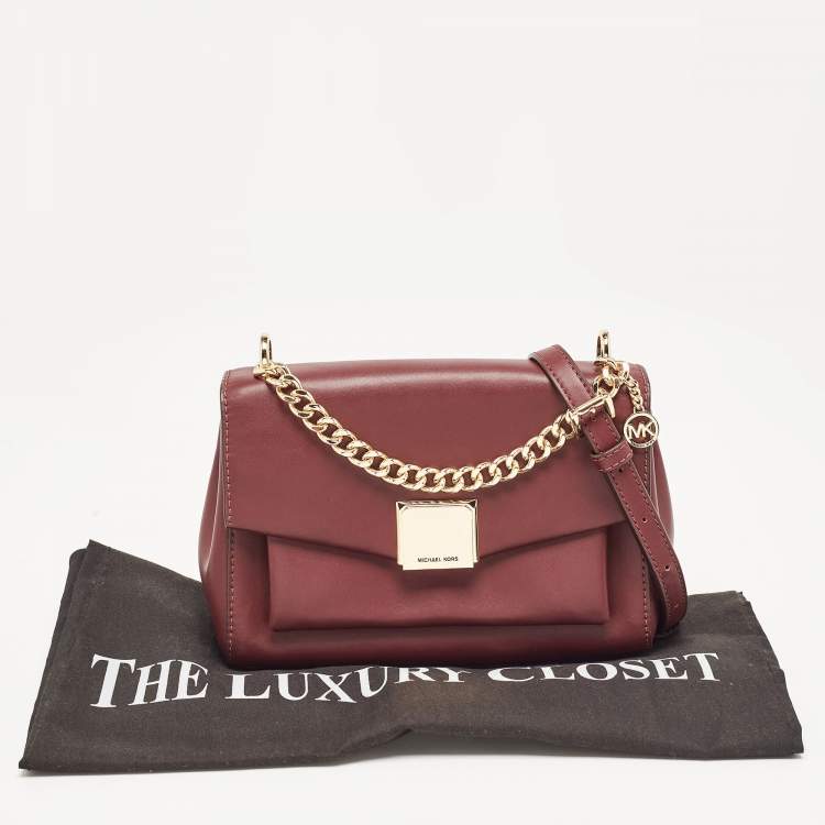 Pre Owned Michael Kors Burgundy Leather Small Lita Shoulder Bag 