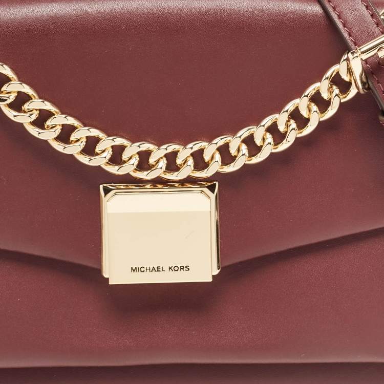 Pre Owned Michael Kors Burgundy Leather Small Lita Shoulder Bag 