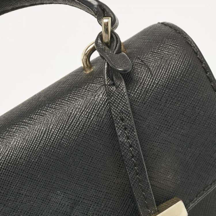 Pre Owned Michael Kors Black Leather Mini Ava Top Handle Bag