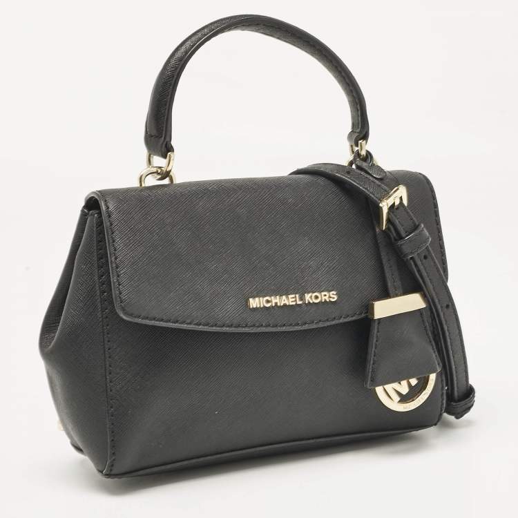 Pre Owned Michael Kors Black Leather Mini Ava Top Handle Bag