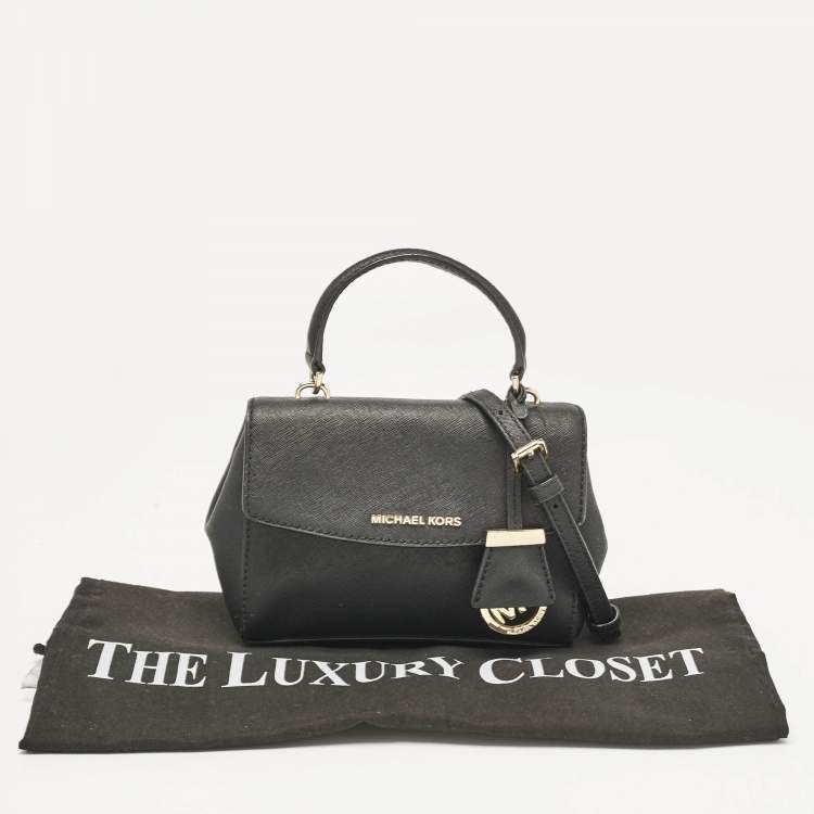 Pre Owned Michael Kors Black Leather Mini Ava Top Handle Bag