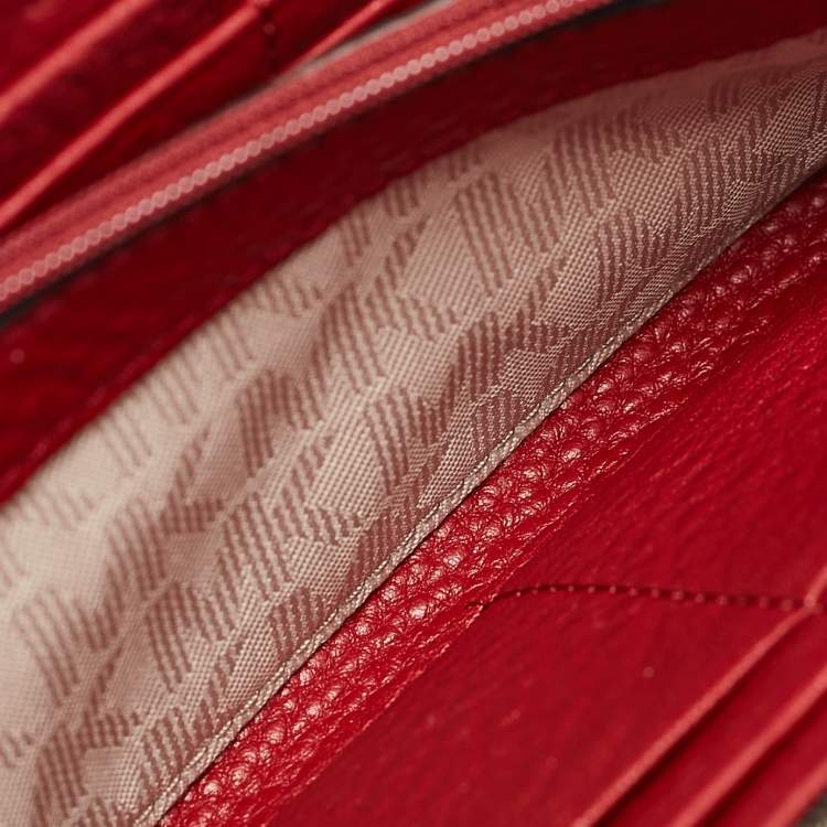 Pre Owned Michael Kors Red Leather Zip Continental Wallet