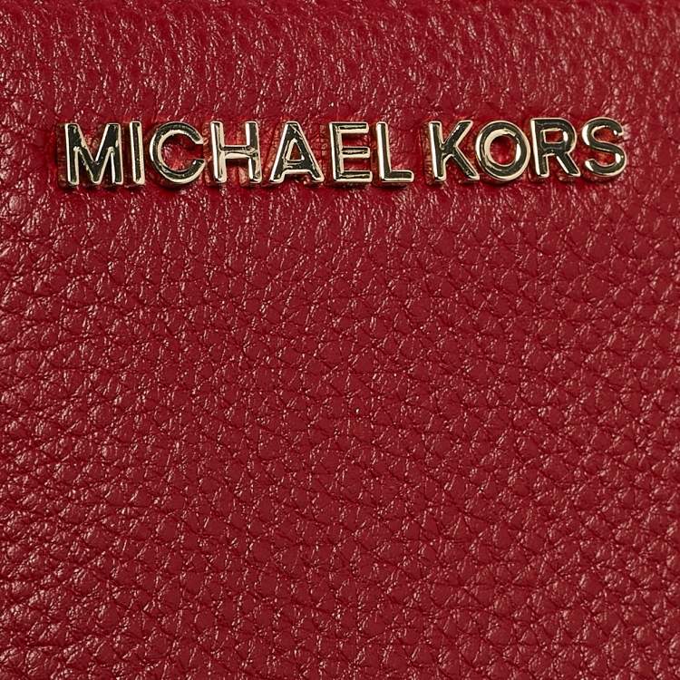 Pre Owned Michael Kors Red Leather Zip Continental Wallet