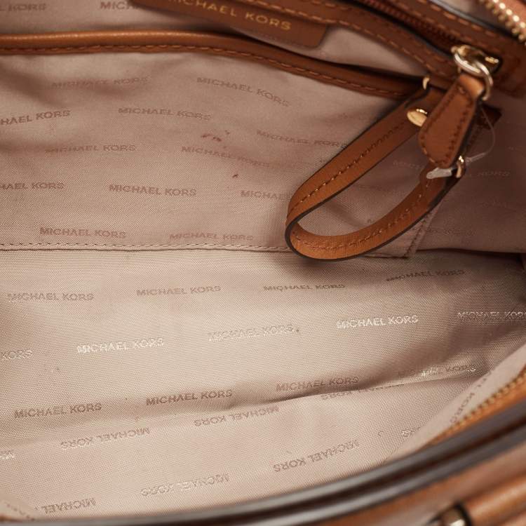 Pre Owned Michael Kors Brown Leather Studded Satchel