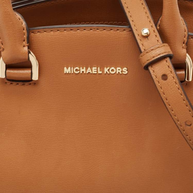 Pre Owned Michael Kors Brown Leather Studded Satchel