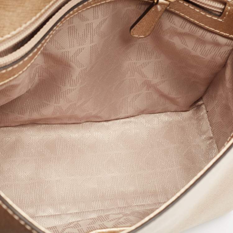 Pre Owned Michael Kors Gold Leather Small Ava Top Handle Bag
