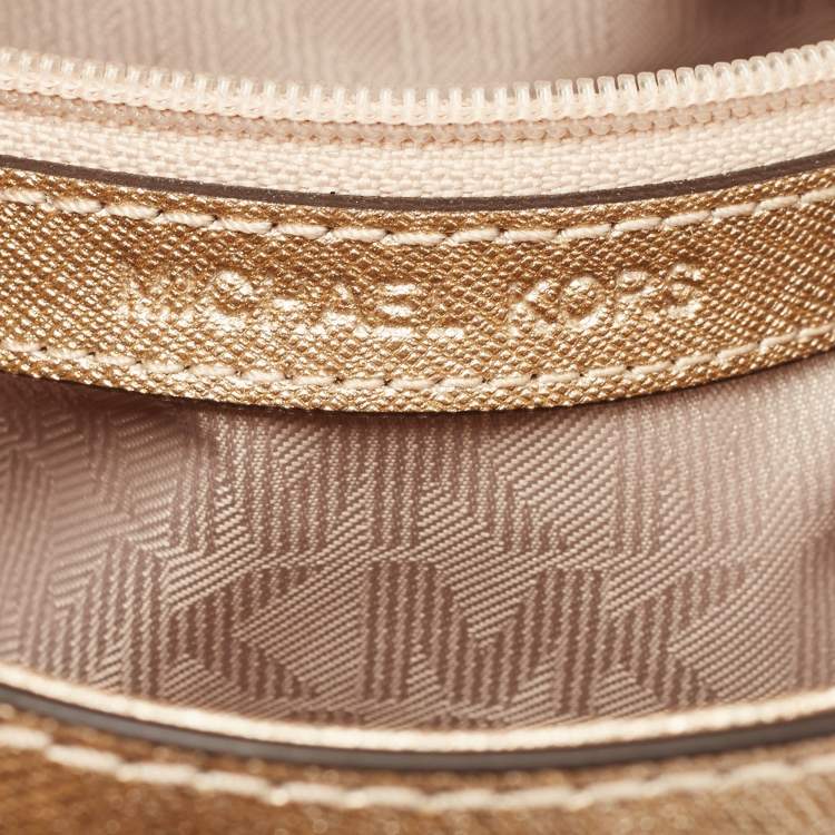 Pre Owned Michael Kors Gold Leather Small Ava Top Handle Bag