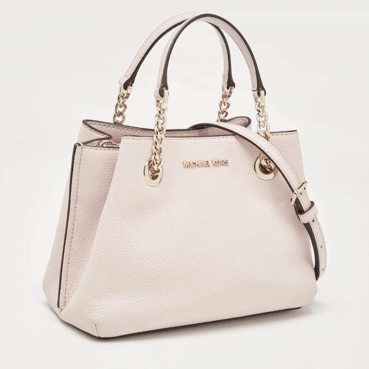Pre Owned Michael Kors Pink Faux Leather Small Teagan Tote