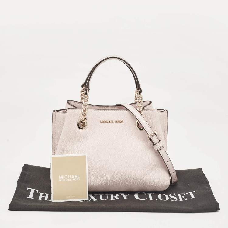 Pre Owned Michael Kors Pink Faux Leather Small Teagan Tote