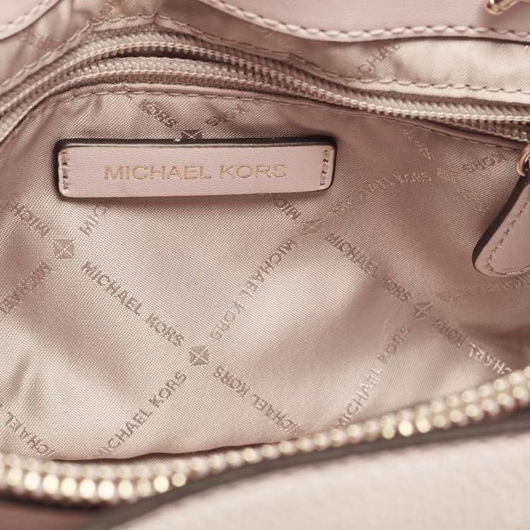 Pre Owned Michael Kors Pink Faux Leather Small Teagan Tote