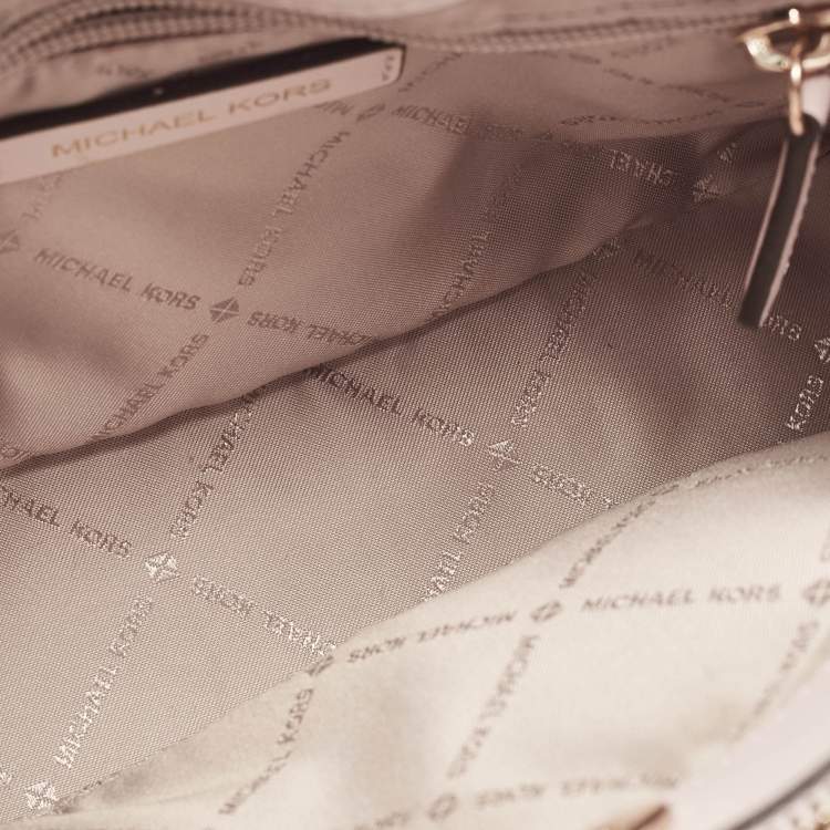 Pre Owned Michael Kors Pink Faux Leather Small Teagan Tote