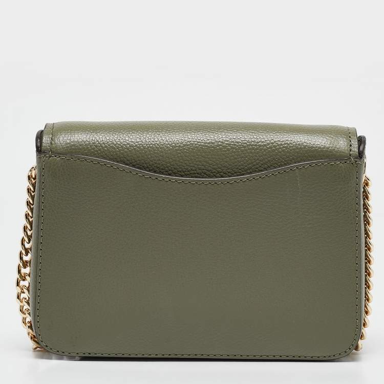 Pre Owned Michael Kors Olive Green Leather Small Wanda Shoulder Bag