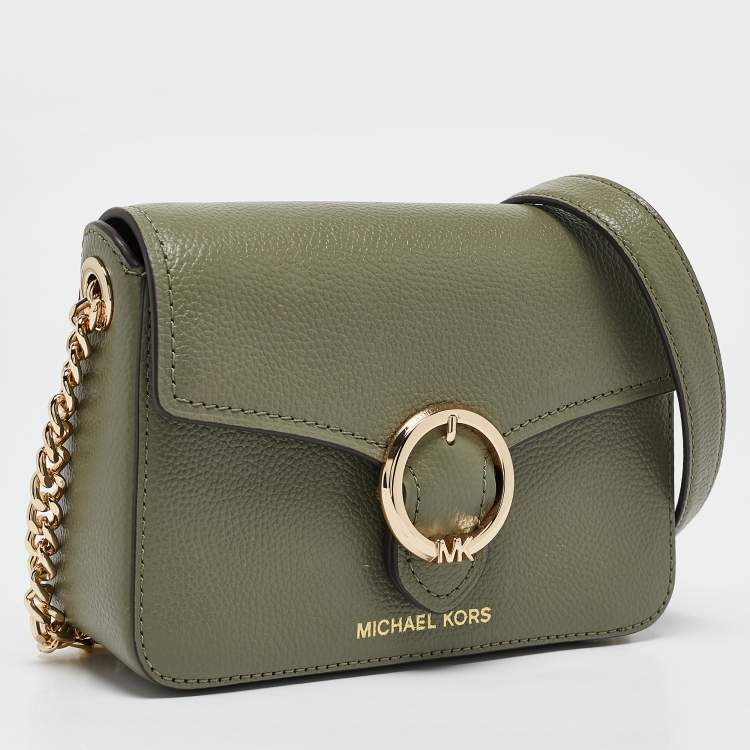 Pre Owned Michael Kors Olive Green Leather Small Wanda Shoulder Bag