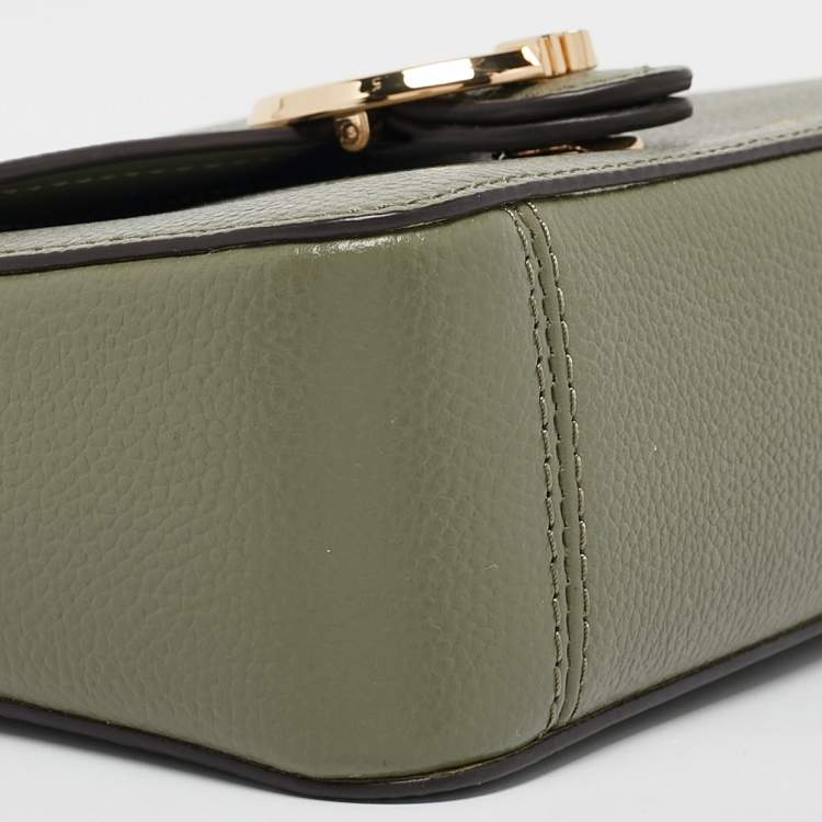 Pre Owned Michael Kors Olive Green Leather Small Wanda Shoulder Bag