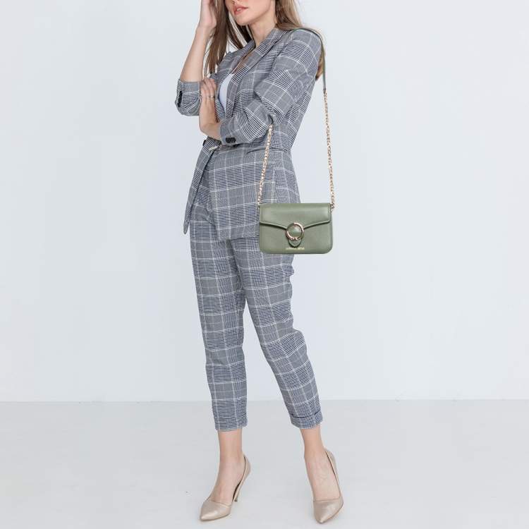 Pre Owned Michael Kors Olive Green Leather Small Wanda Shoulder Bag