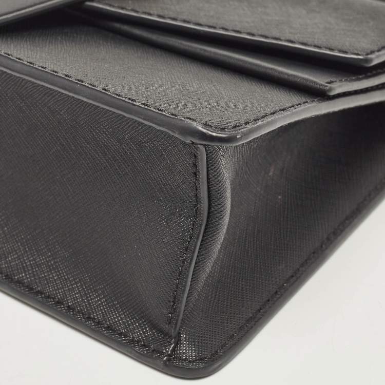 Pre Owned Michael Kors Black Leather Small Greenwich Shoulder Bag