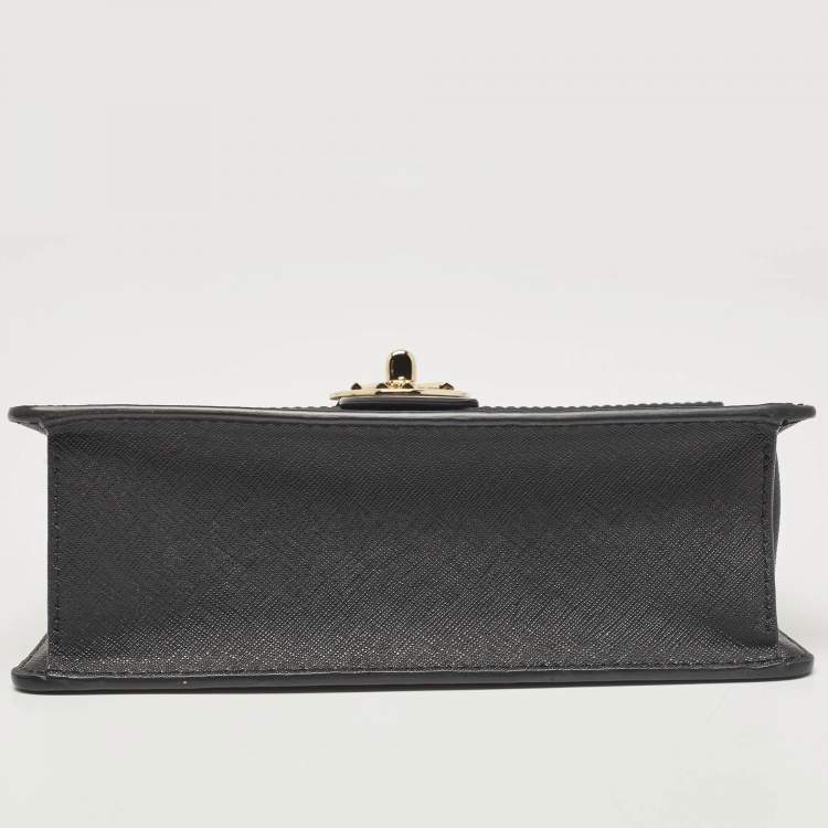 Pre Owned Michael Kors Black Leather Small Greenwich Shoulder Bag