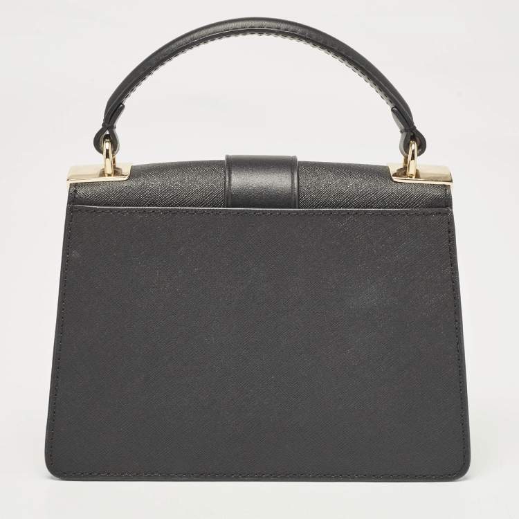 Pre Owned Michael Kors Black Leather Small Greenwich Shoulder Bag