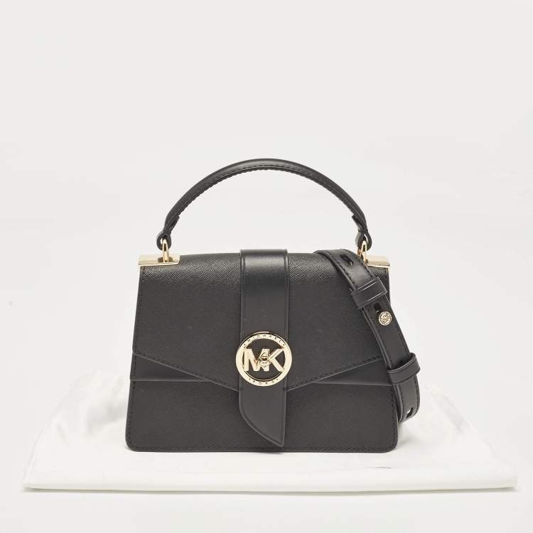 Pre Owned Michael Kors Black Leather Small Greenwich Shoulder Bag