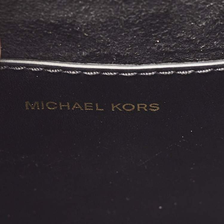 Pre Owned Michael Kors Black Leather Small Greenwich Shoulder Bag