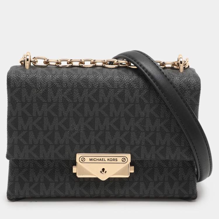 Pre Owned Michael Kors Dark Grey Coated Canvas Cece Shoulder Bags