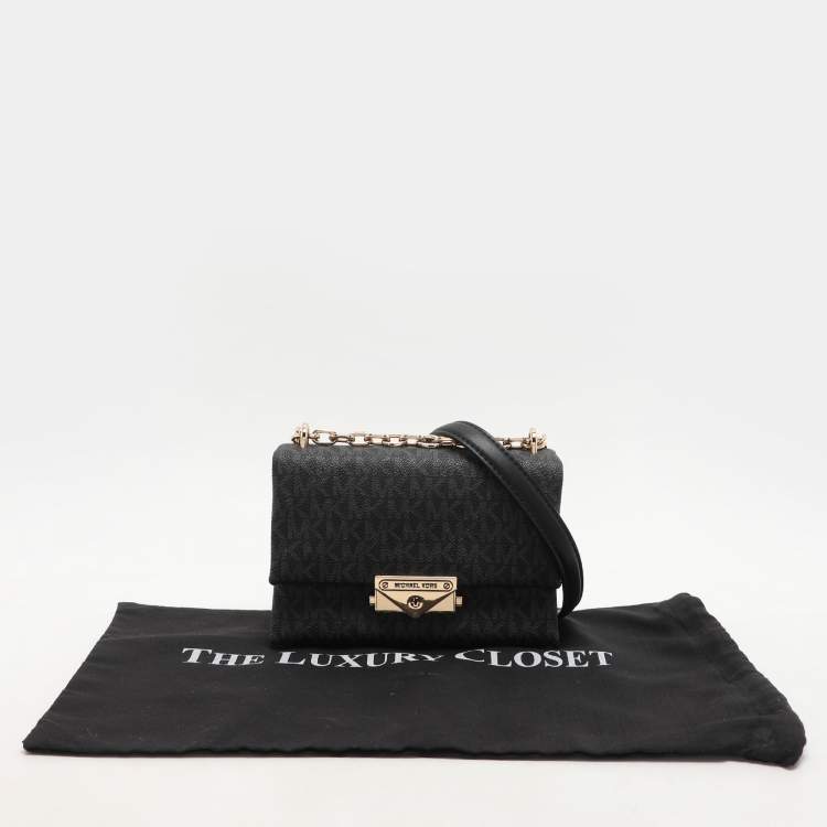 Pre Owned Michael Kors Dark Grey Coated Canvas Cece Shoulder Bags