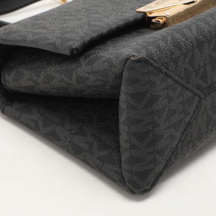 Pre Owned Michael Kors Dark Grey Coated Canvas Cece Shoulder Bags