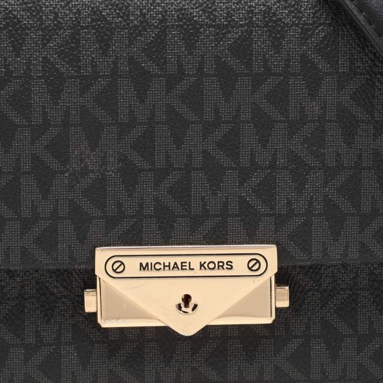 Pre Owned Michael Kors Dark Grey Coated Canvas Cece Shoulder Bags
