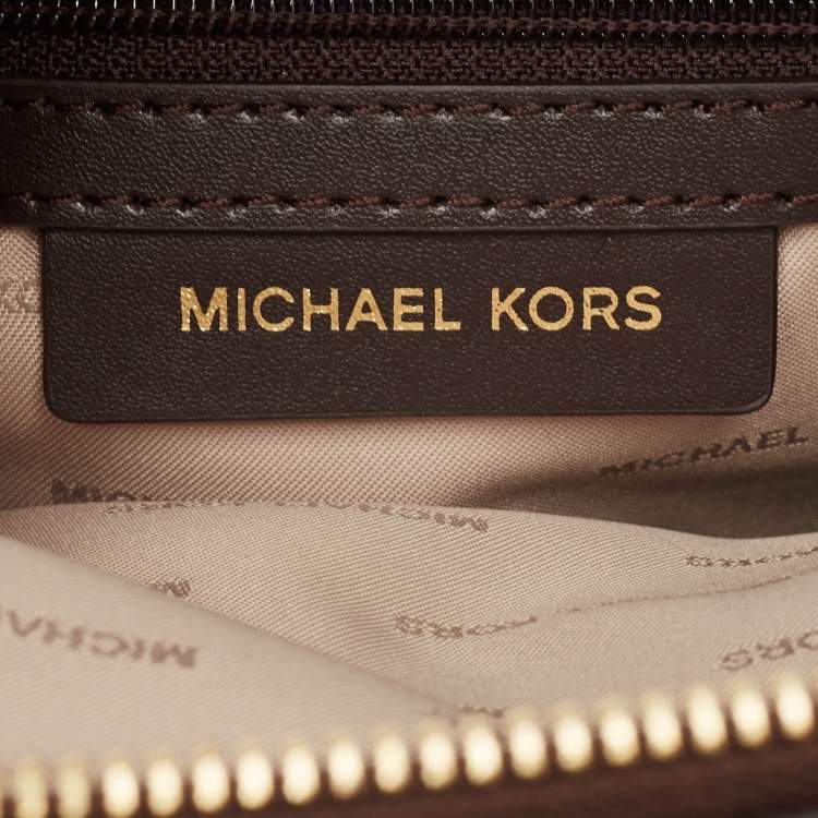 Pre Owned Michael Kors Brown Signature Coated Canvas Jessa Convertible Backpack