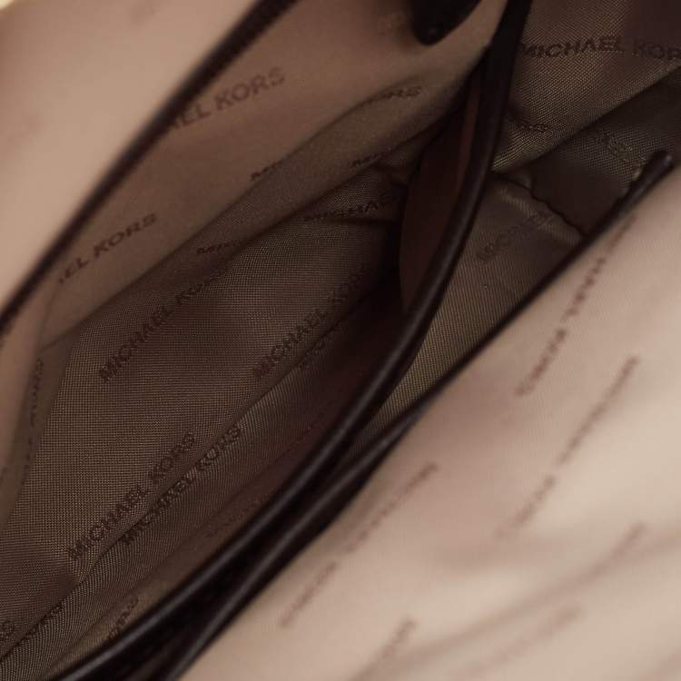 Pre Owned Michael Kors Brown Signature Coated Canvas Jessa Convertible Backpack