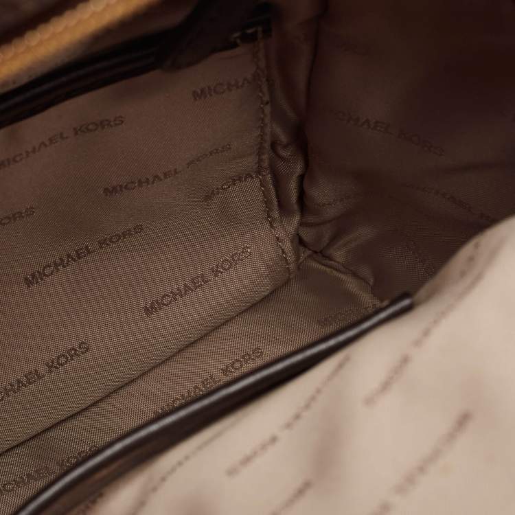 Pre Owned Michael Kors Brown Signature Coated Canvas Jessa Convertible Backpack