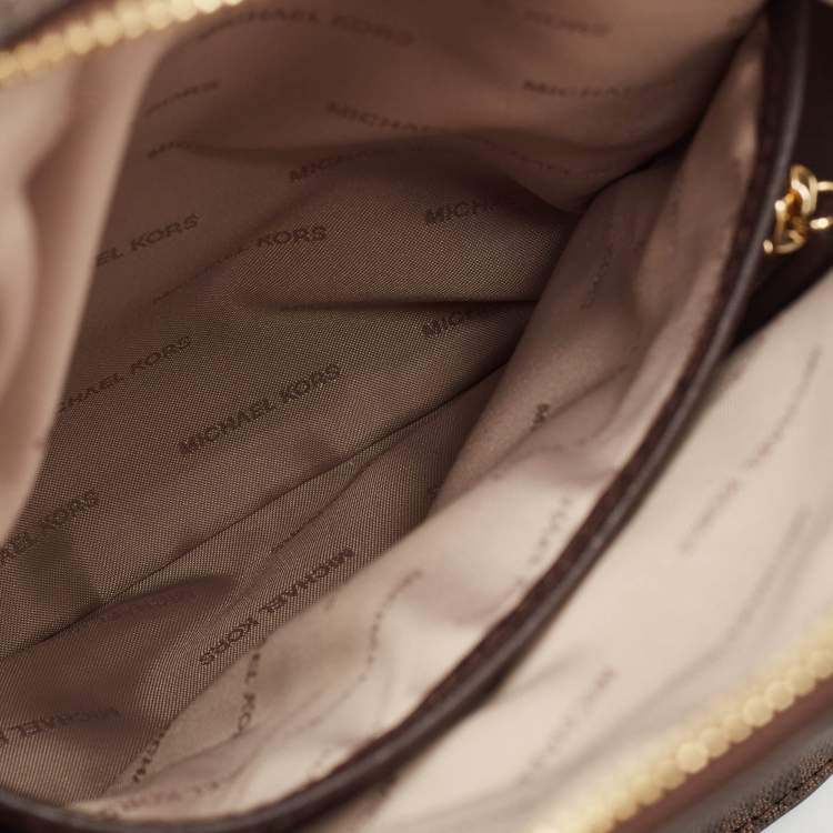 Pre Owned Michael Kors Brown Signature Coated Canvas Jessa Convertible Backpack