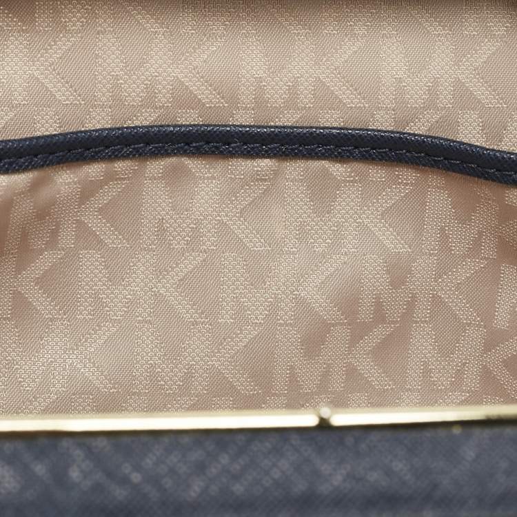 Pre Owned Michael Kors Blue Leather Elsie Box Chain Clutch