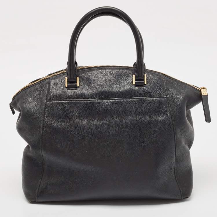 Pre Owned Michael Kors Black Leather Large Riley Satchel
