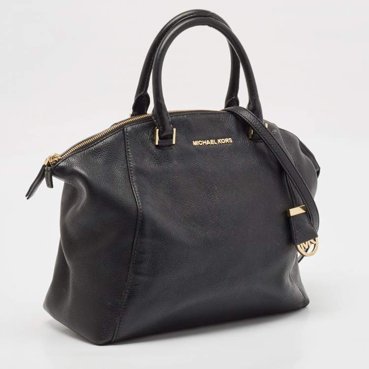 Pre Owned Michael Kors Black Leather Large Riley Satchel