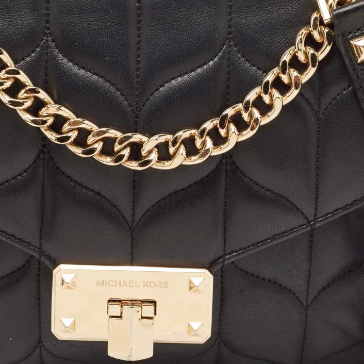 Pre Owned Michael Kors Black Quilted Leather Large Peyton Shoulder Bag