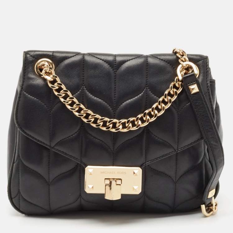 Pre Owned Michael Kors Black Quilted Leather Large Peyton Shoulder Bag