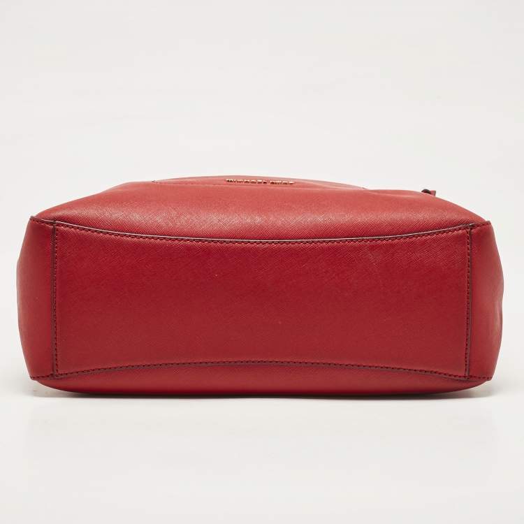Pre Owned Michael Kors Red Leather Medium Walsh Tote