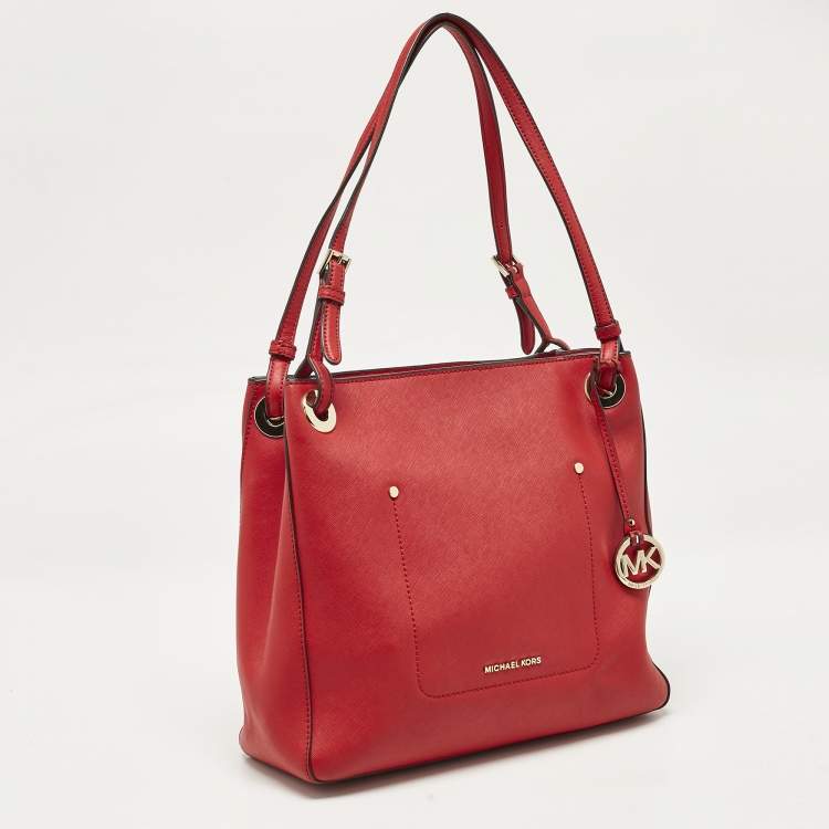 Pre Owned Michael Kors Red Leather Medium Walsh Tote
