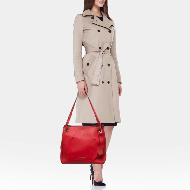Pre Owned Michael Kors Red Leather Medium Walsh Tote