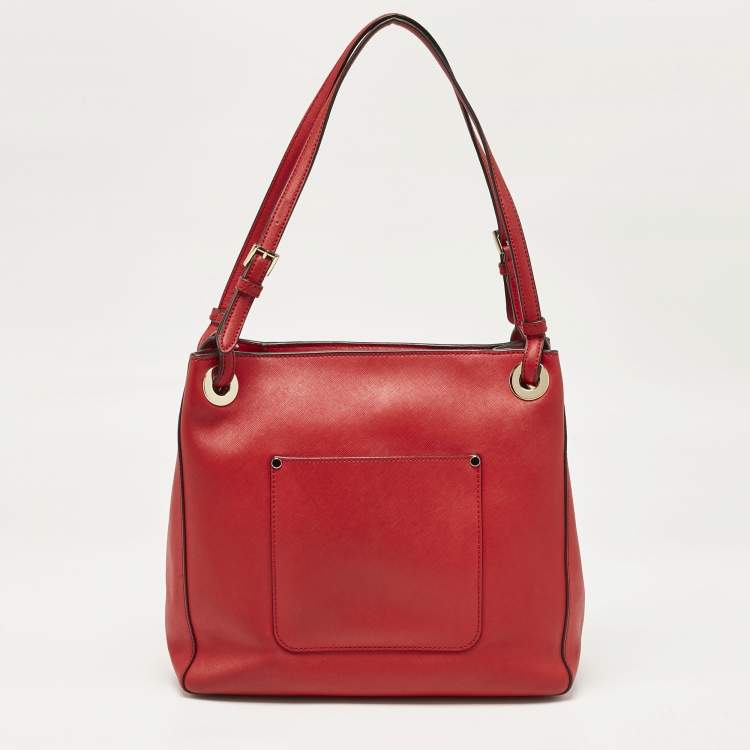 Pre Owned Michael Kors Red Leather Medium Walsh Tote