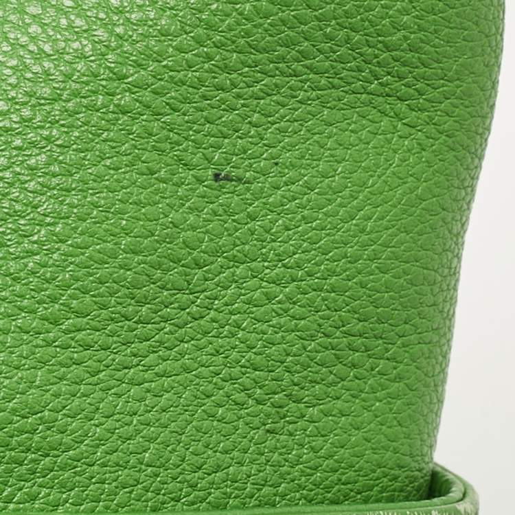 Pre Owned Michael Kors Green/Beige Leather Jet Set Top Zip Tote