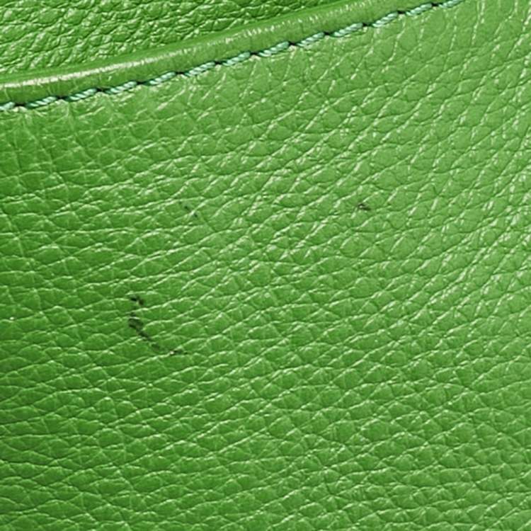 Pre Owned Michael Kors Green/Beige Leather Jet Set Top Zip Tote