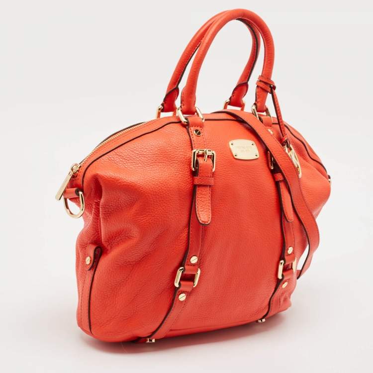 Pre Owned Michael Kors Red Leather Bedford Satchel